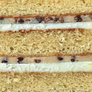 Caramel Cookie Dough Cake Slice