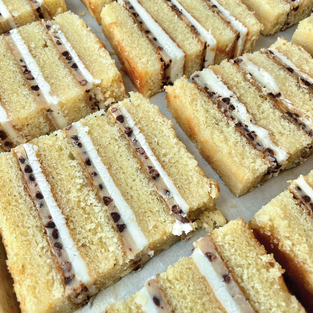 Caramel Cookie Dough Cake Slice