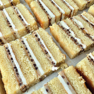 Caramel Cookie Dough Cake Slice